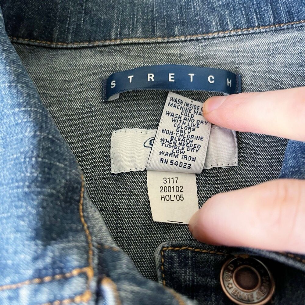 Vintage Old Navy Denim Jacket S Small Stretch Cotton Y2K Revival Utility Chic - Picture 5 of 16